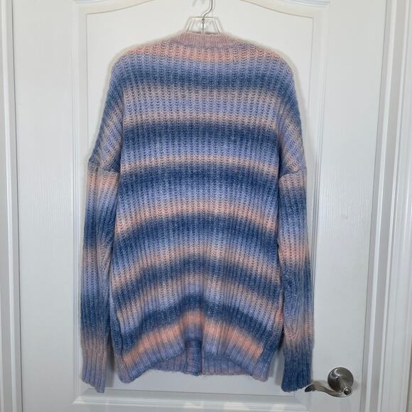 For Love and Lemons Celeste Cardigan Ombre Stripe Blue Pink Wool Blend S - Picture 7 of 7